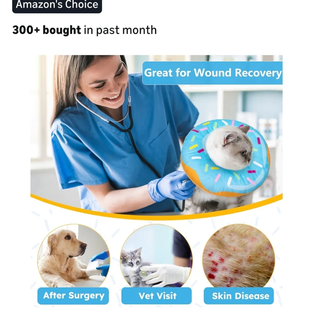 Blue Donut Cat Recovery Collar Large, Soft